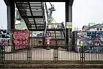 Remontowany przystanek SKM Stocznia w Gdańsku.