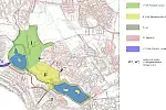 Podział przyszłego parku Południowego na obszary.