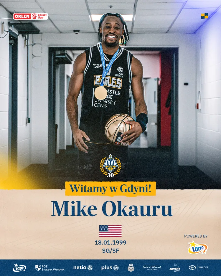 Amerykanin Mike Okauru wzmocnił obwód AMW Arki przed sezonem 2025/2026