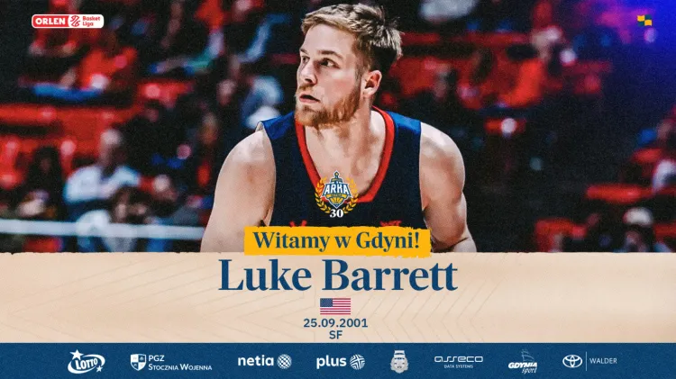 Luke Barrett podpisał 30-dniowy kontrakt z AMW Arką Gdynia. Materiały ze strony klubowej.