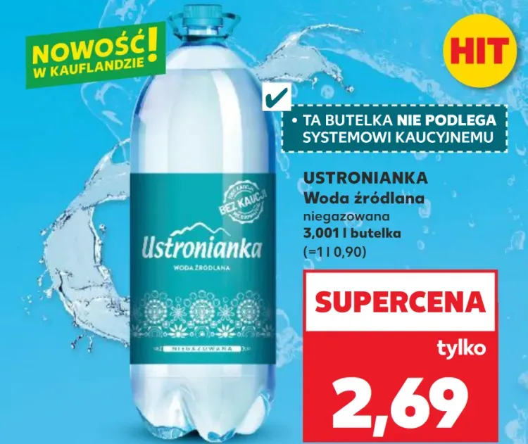 Producent tej wody wprowadził butelki o pojemności 3,001 l. Dzięki temu ominął system kaucyjny, który obejmuje butelki do 3 l. 
