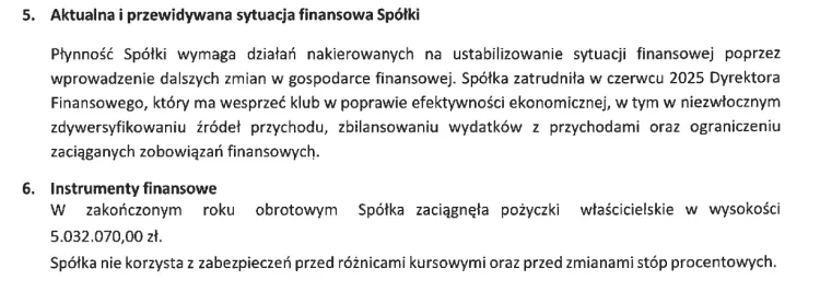 Ze sprawozdania Lechii Gdańsk za okres od 1.07.2024 do 30.06.2025.