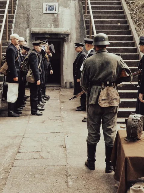 Grupa Rekonstrukcji Historycznej Obrony Wybrzeża podczas wydarzenia "32 dni obrony Helu"