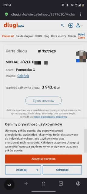 Michał Józef B. - takie dane pokazuje poszkodowanym oszust.