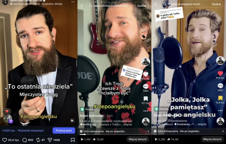 "Ale po angielsku" to projekt, w którym Adam Kalinowski śpiewa polskie hity po angielsku.