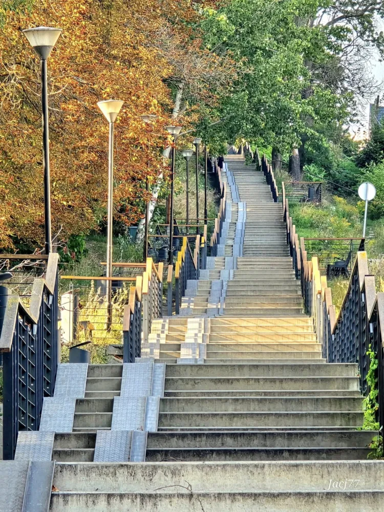 Schody przy ul. Starodworskiej uchodzą za najdłuższe w Gdańsku. Mają ok. 270 metrów długości.