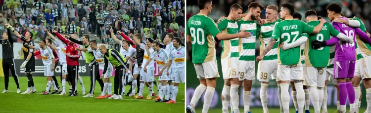Tak Lechia Gdańsk cieszyła się 3 maja 2012 roku (z lewej), gdy po zwycięstwo nad Legią Warszawa 1:0 zapewniła sobie utrzymanie w ekstraklasie, a rywali pozbawiła tytuł mistrza Polski. Obecna drużyna (z prawej) o uniknięcie degradacji grać będzie do ostatniej kolejki.