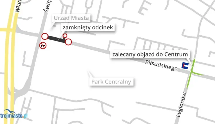 Zamknięcia przed UM w Gdyni w weekend.
