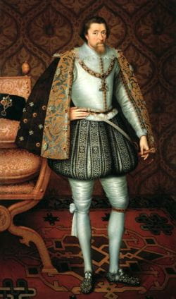 Jakub Stuart, król Szkocji i Anglii, wydał edykt, który zakończył szkocką emigrację do Rzeczpospolitej i Gdańska. Tu sportretowany przez Paula van Sommera. 