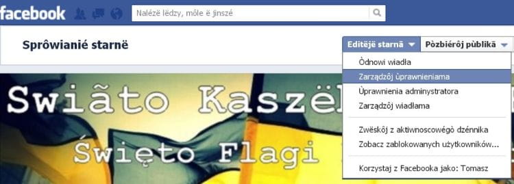 Okazało się, że polskie komunikaty w serwisie Facebook w łatwy sposób można zmienić na kaszubskie.