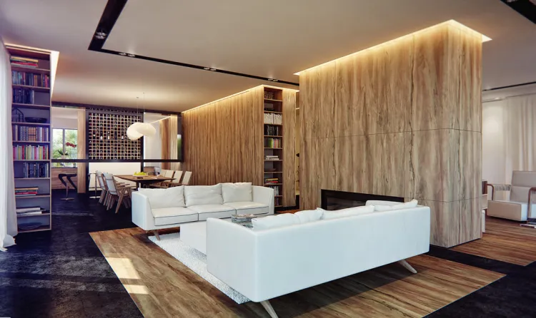 Drewniane elementy to podstawa projektu wnętrza apartamentu w Gdyni Orłowie.