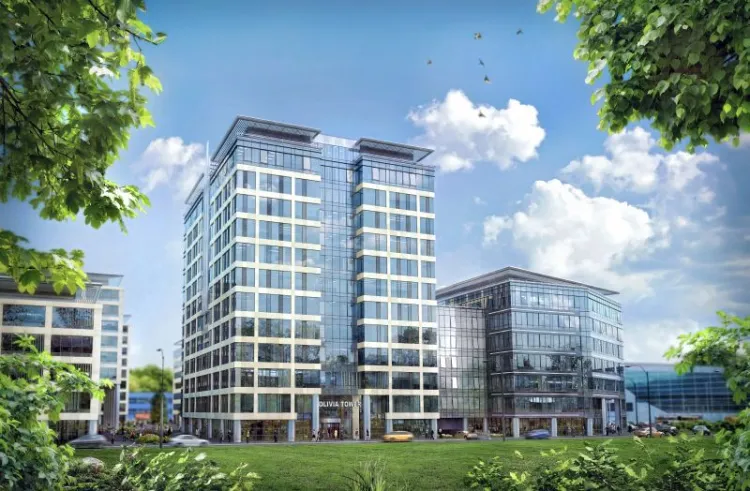 W tym budynku, na siódmym i ósmym piętrze, siedzieć będą pracownicy centrum finansowo - księgowego firmy Bayer.