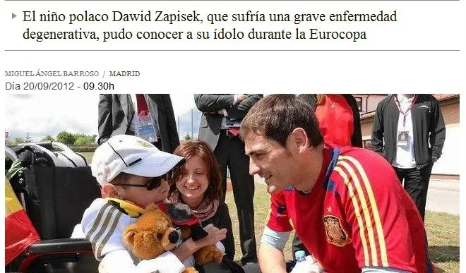 Hiszpańskie media o Dawidzie, fanie Ikera Casillasa.