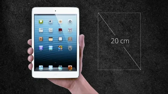 Przekątna ekranu nowego iPada Mini to zaledwie 7,9" czyli 20 cm.